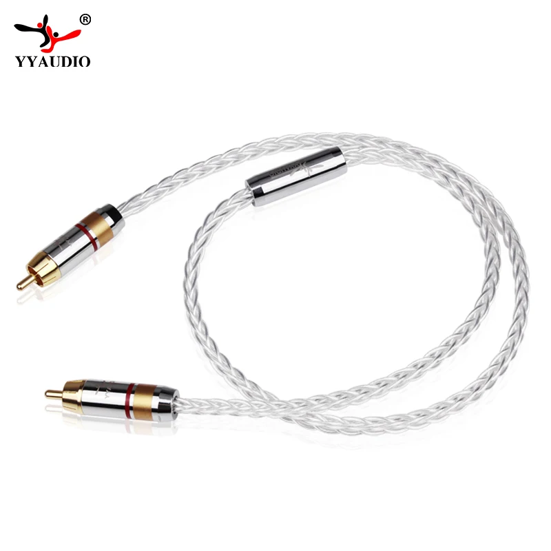 YYAUDIO 7N OCC Silver-plated 75OHM Hifi Digital Coaxial Audio Video Rca Cable Hi-end RCA to RCA Male Subwoofer Audio Cable 1m 2m