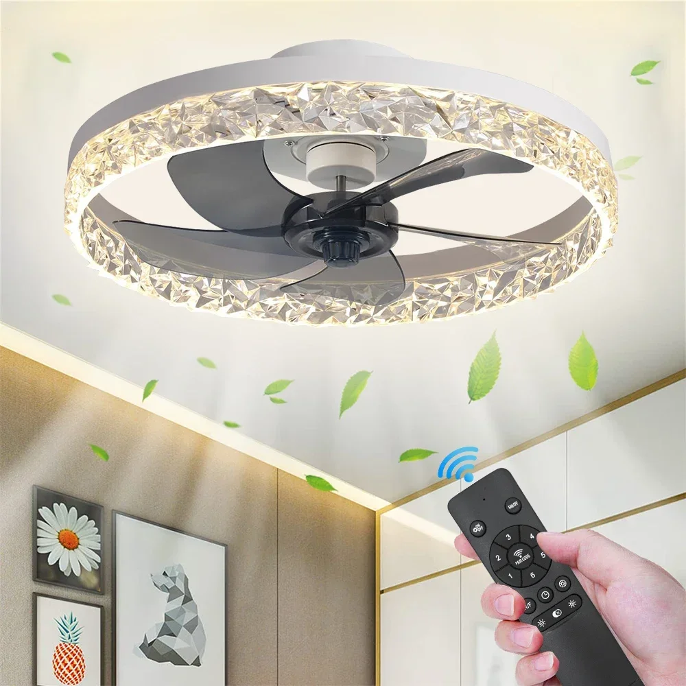 led ventilador de teto com luz lampada silenciosa controle rc lustre para quarto sala decoracao 01