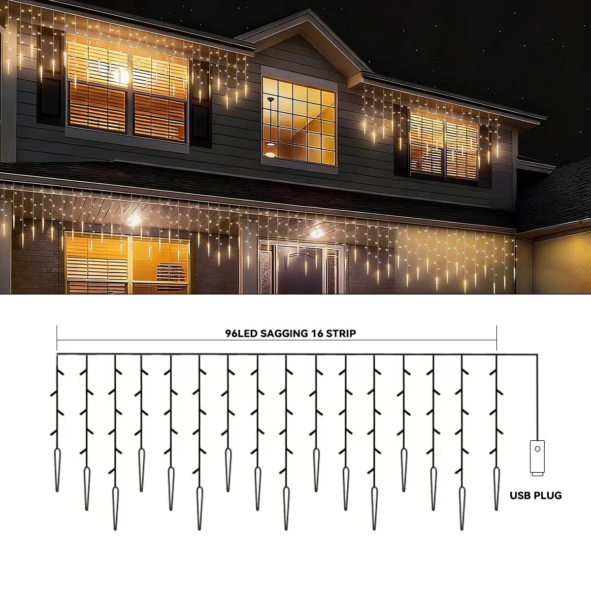 Guirnalda de luces navideñas c - String Curtain Light reseña y precio