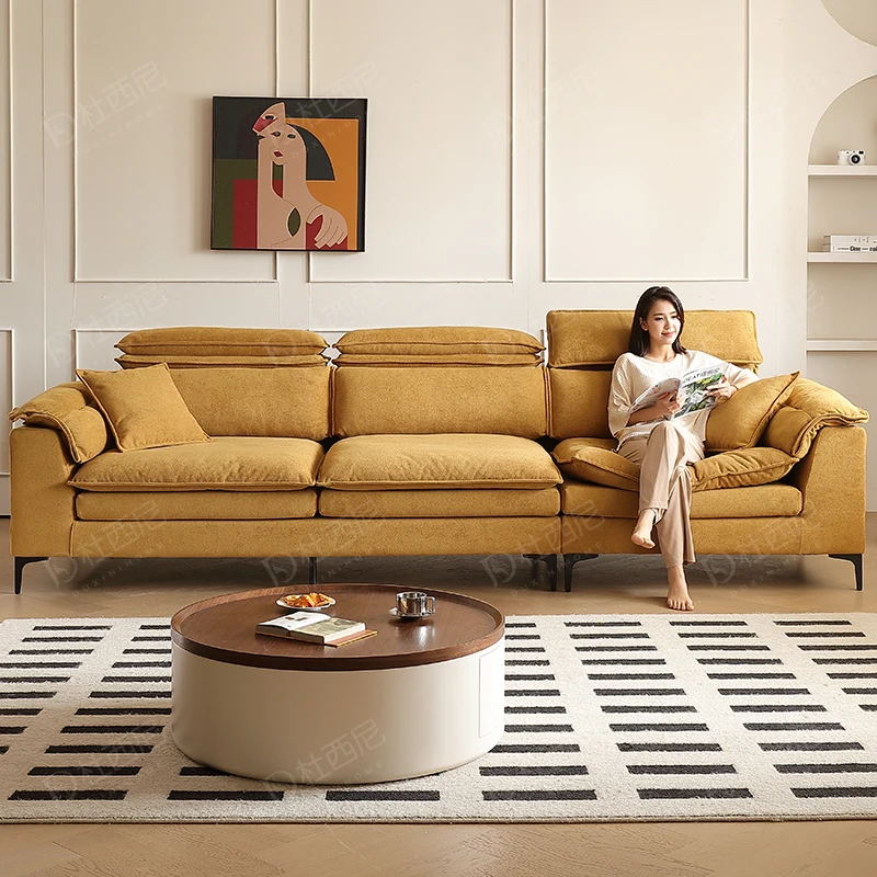 

LH removable and washable cotton and linen fabric sofa living room high backrest adjustable chenille sofa