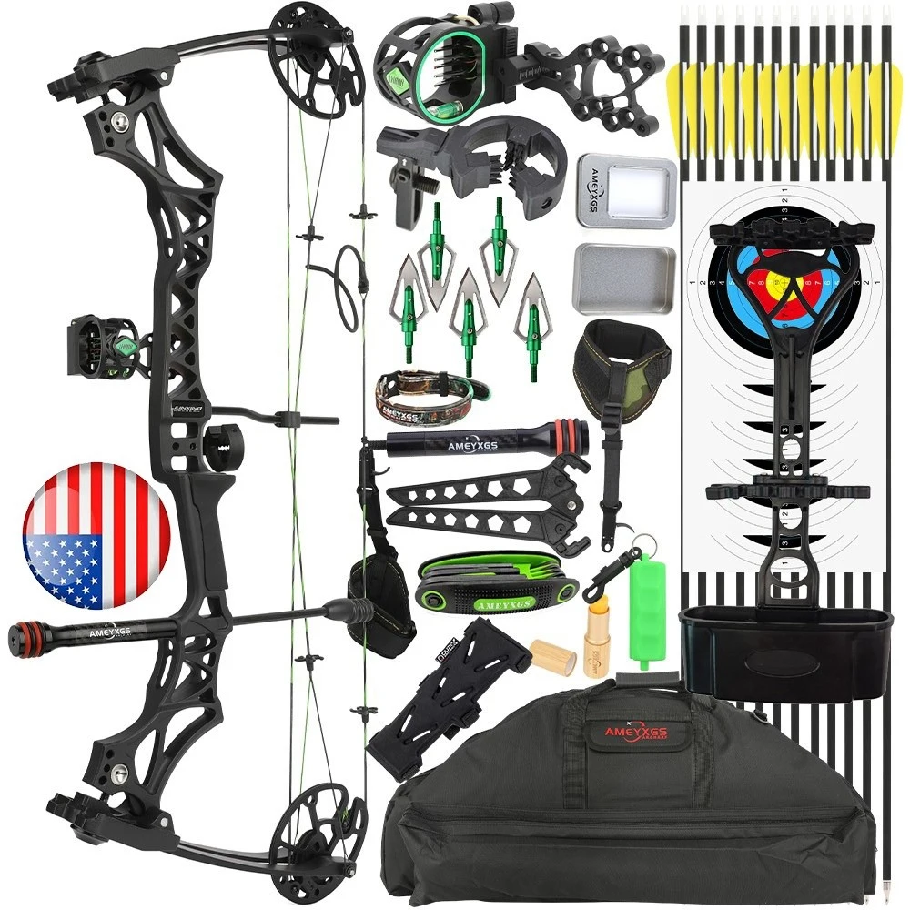 

Archery Compound Bow Set 30-70lbs Let-off 80% IBO 320 fps for RH Outdoor Hunting Shooting Training Practice Sports