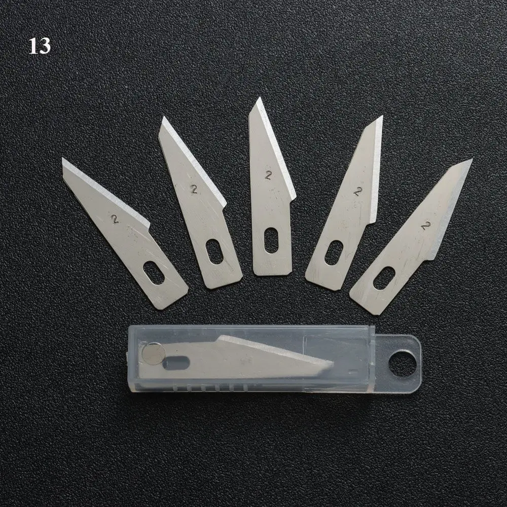 10pcs/set Metal Scalpel Knife Parts Engraving Non-Slip 10pcs Blades Cutter Craft Knives for Mobile Phone PCB Hand Tools parts