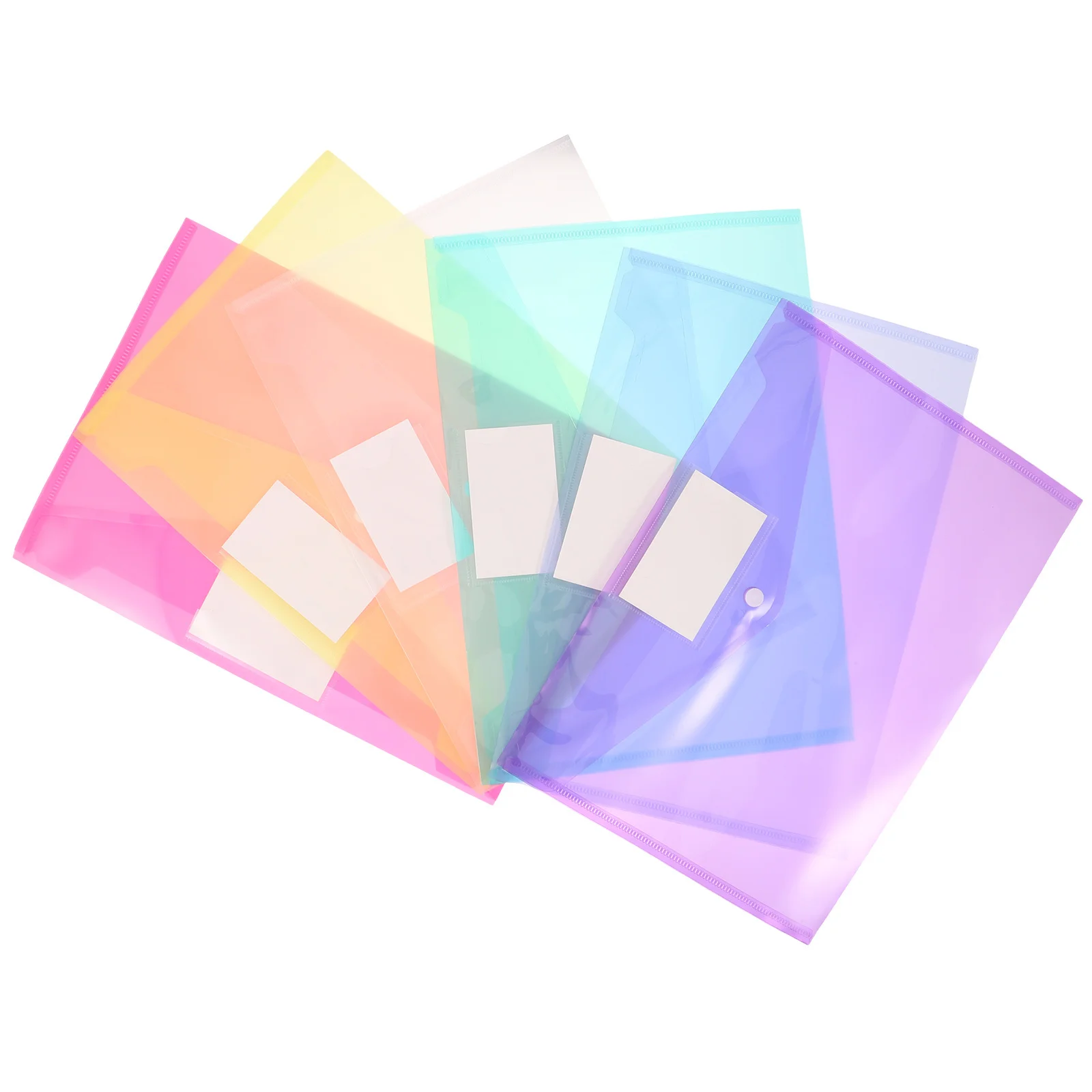 6Pcs File Folders PP Material Transparent Document Bags with Snap Button Large Capacity for Receipts Coupons Tickets Checks