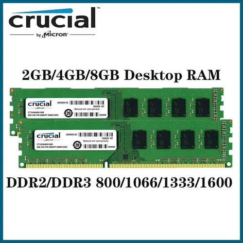Imagen 2 del producto Crucial DDR3 RAM Dektop 4GB 8GB 1333mhz 1600mhz Memoria DIMM PC3-12800 PC RAM