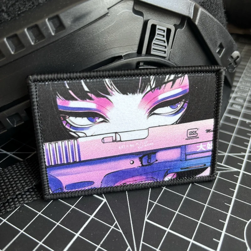 Anime Girl Killer Tactical Patch ragazze giapponesi Shooter Morale Badge stampa Patch Hook and Loop zaino militare Sticker