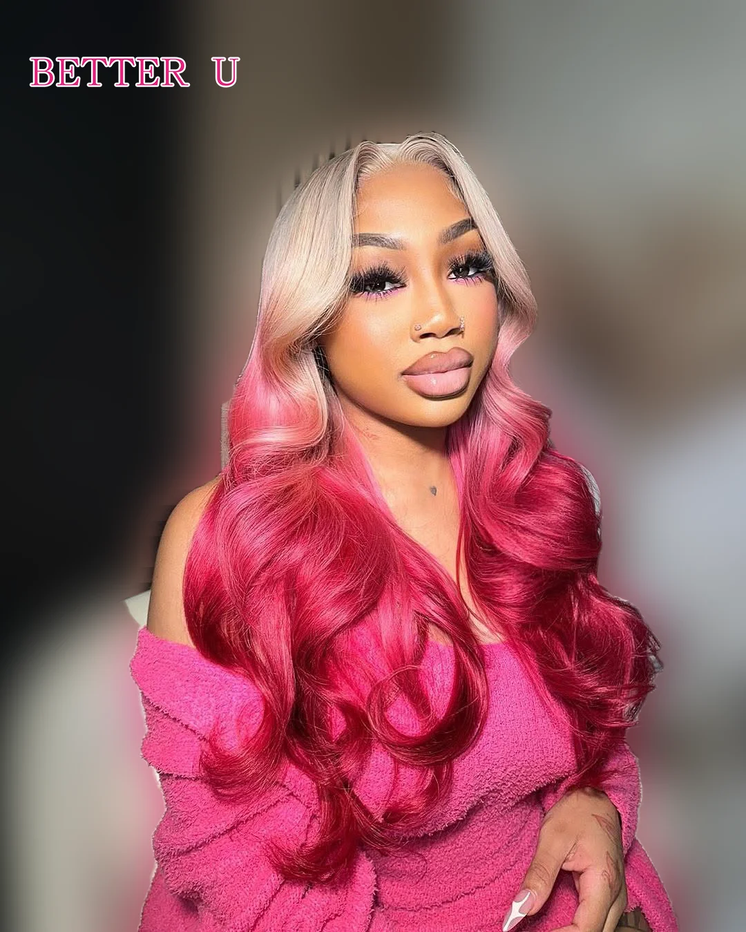 Pelucas de cabello humano sin pegamento, color blanco, ombré, rosa, cuerpo brasileño ondulado, 613 colores Wear & Go, pelucas de cabello humano con encaje frontal 13x6 para mujer