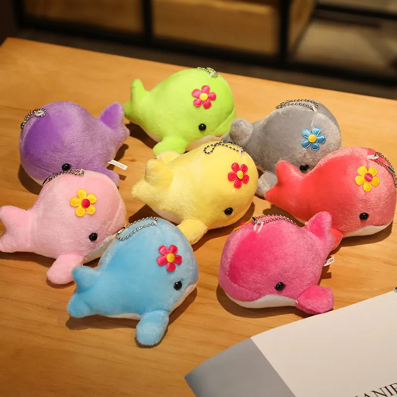 

Charms Fluffy Whale Key Ring Holder Fish Trinket Party Wedding Gift Cute Dolphin Plush Doll Keychain For Women Bag