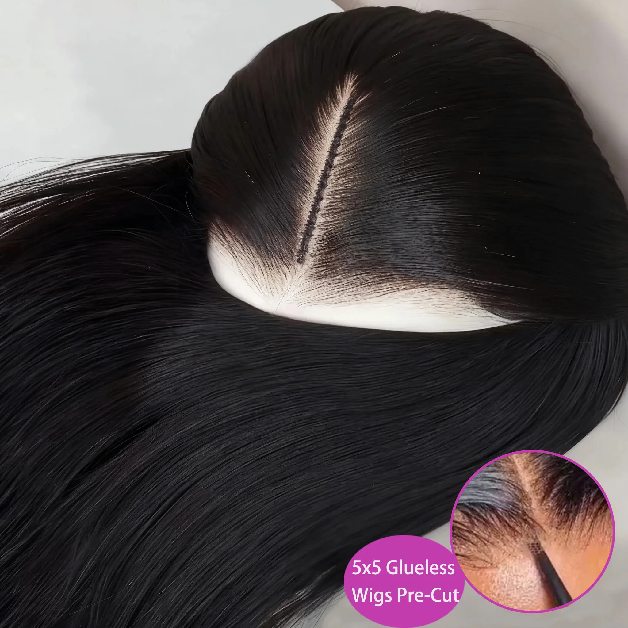 البرازيلي HD غلويليس العظام مستقيم 5x5 إغلاق شعر مستعار 13x6 الدانتيل الباروكة الأمامية ريمي شفافة قبل قطعها الدانتيل الجبهة مع شعر الطفل #1