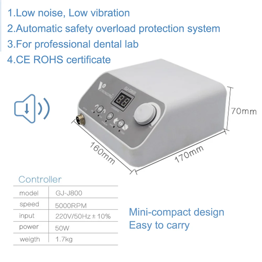 Polishing Handle Nail Drill Micromotor Lab E-type Powerful 50000 RPM Brushless Micro Motor GJ-G800 Brushless
