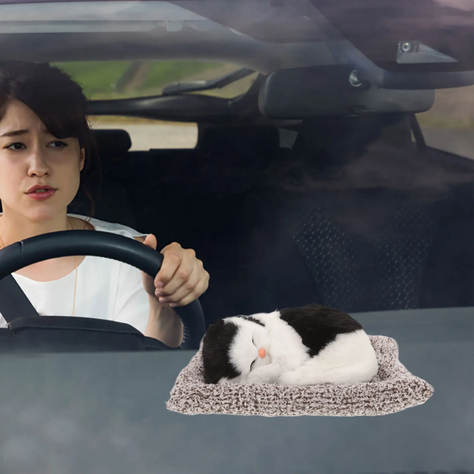 

Cute Cat Dashboard Decor Realistic Animal Interior Decoration Kawaii Car Accessories Dashboard Ornament Car Interior