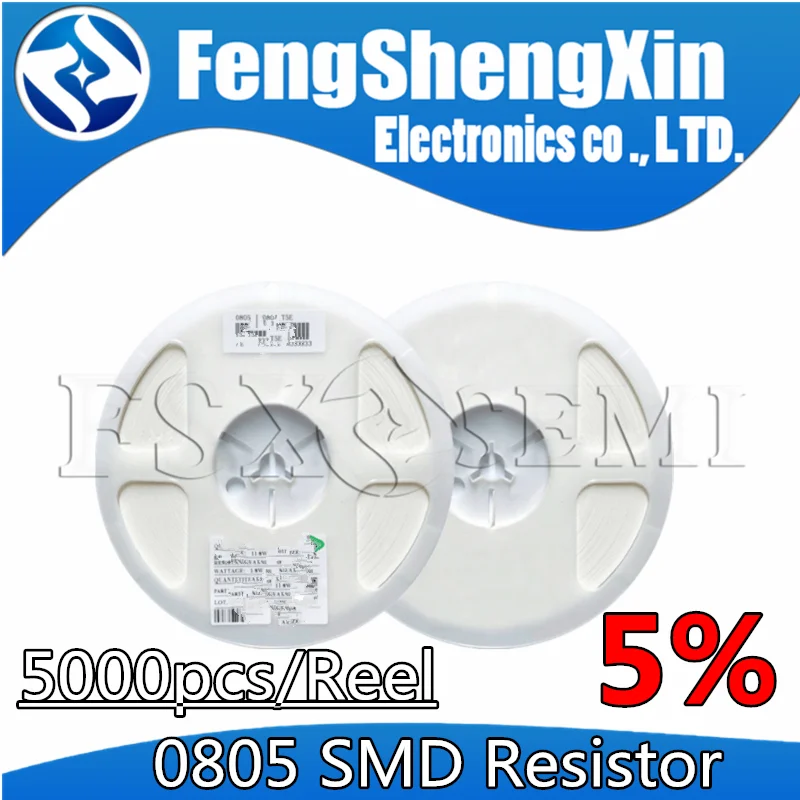 

5000pcs/lot 5% chip 0805 SMD 1/8W resistor 0R ~ 10M 0 1 10 100 150 220 330 ohm 1K 2.2K 10K 100K 1R 10R 100R 150R 220R 330R