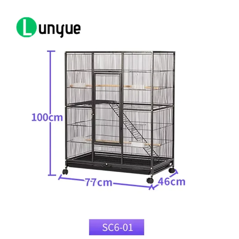 Large Sturdy Iron  Shaped Parrot Cage Spacious Indoor Bird Pet House Durable Metal Structure for Small to Medium Birds Easy