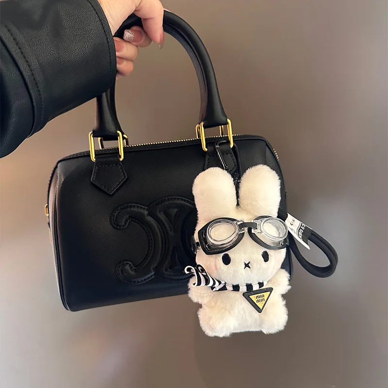 Miffy Bag Pendant Kawaii Pilot Rabbit Keychain Access Card Girls Decoration Plush Doll Pendant Creative Cute Gift