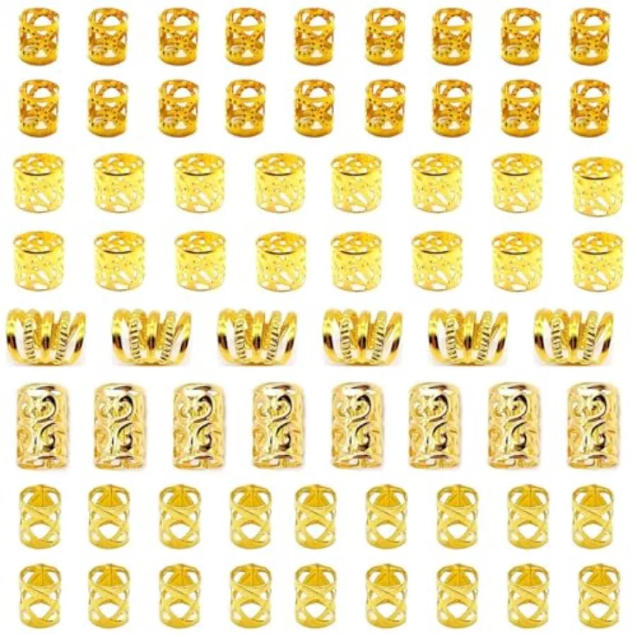 

Gold Hair Jewelry Braid, 100 Pcs Hair Dreadlock Accessory, Metal Gold Braids Rings Cuffs Clips for Dreadlock Accessory Jewelry