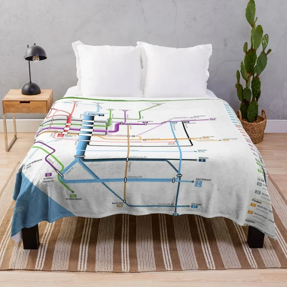 Melbourne Tram Network Map Throw Blanket Bed covers For Baby Blankets