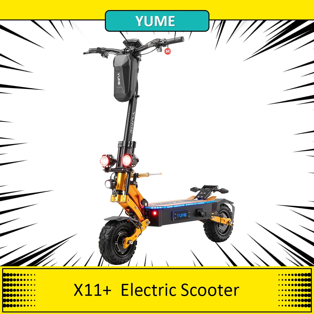 YUME X11+ Electric Scooter, 3000W*2 Powerful Motor 60V 30Ah Battery 11-inch Off-road Fat Tires Escooter 50mph Max Speed, IP54