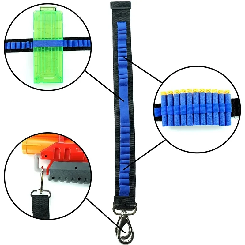 Bandolera para pistola de juguete, balas suaves, correa para el hombro, Clip ajustable, cargador, dardos, cinturón de almacenamiento de munición, Compatible con Nerf Blasters