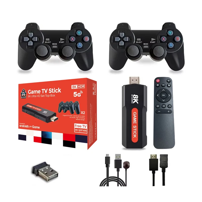 X2 Plus 128G 70000 Jeux GD10 Pro 4K Game Stick Console de Jeu Rétro 3D HD Manette Sans Fil TV 50 Émulateurs pour PS1/N64/DC