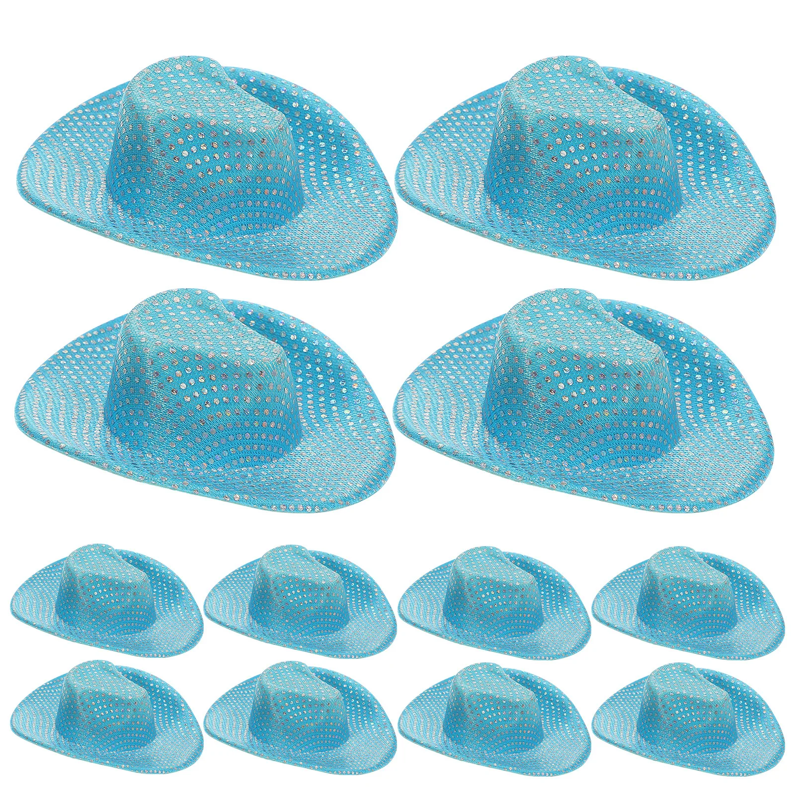 12 قطعة قبعات راعية البقر اللامعة الصغيرة الفريدة من نوعها على الطراز الغربي قبعات صغيرة لصياغة أغطية زجاجات النبيذ مهرجان زينة عيد الميلاد