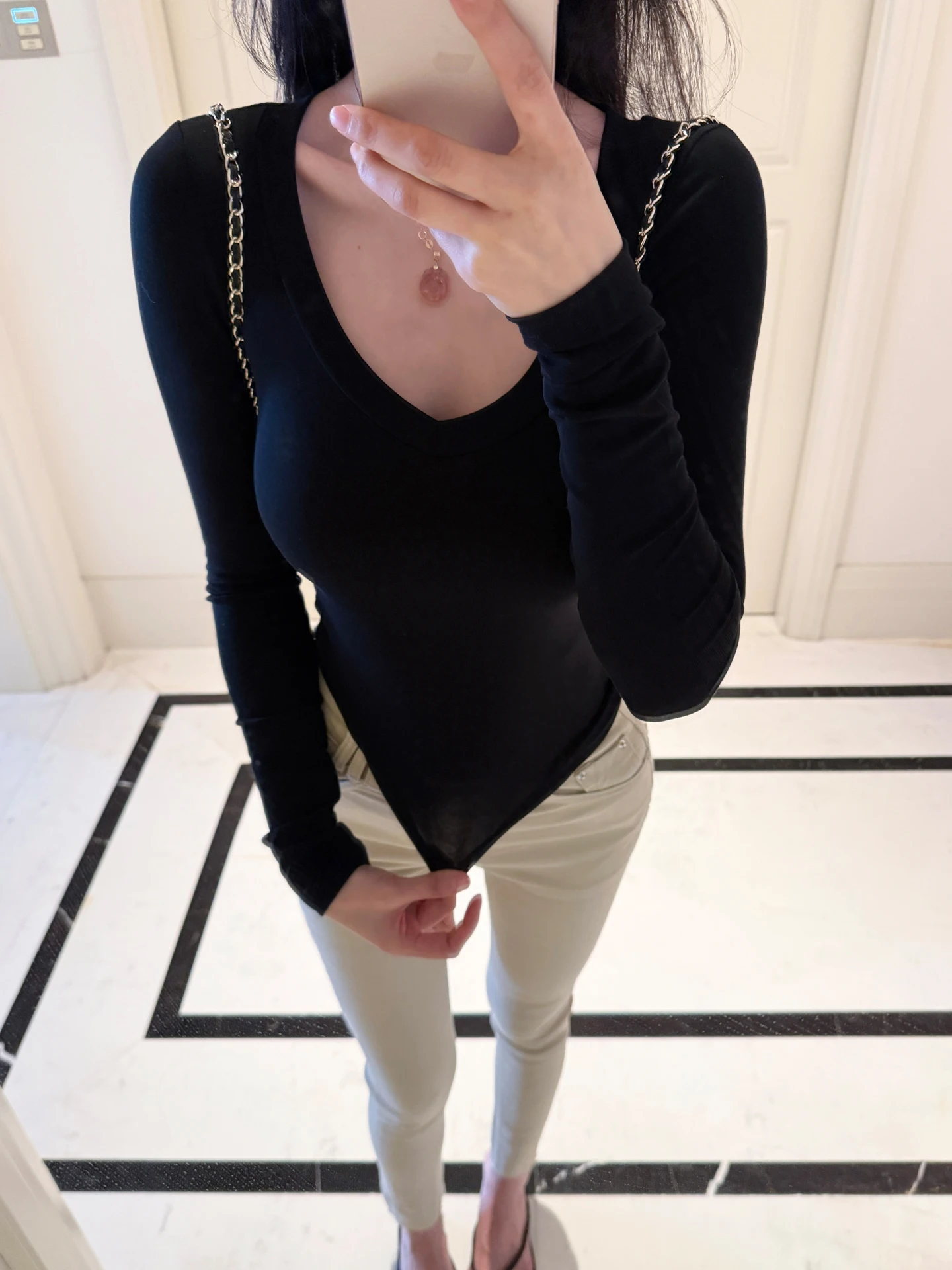 

Matou Korean Style Long Sleeve Chicken Core Neck T-Shirt Women's High Elastic Slimming Inner Wear Top Sexy Style Pure Color