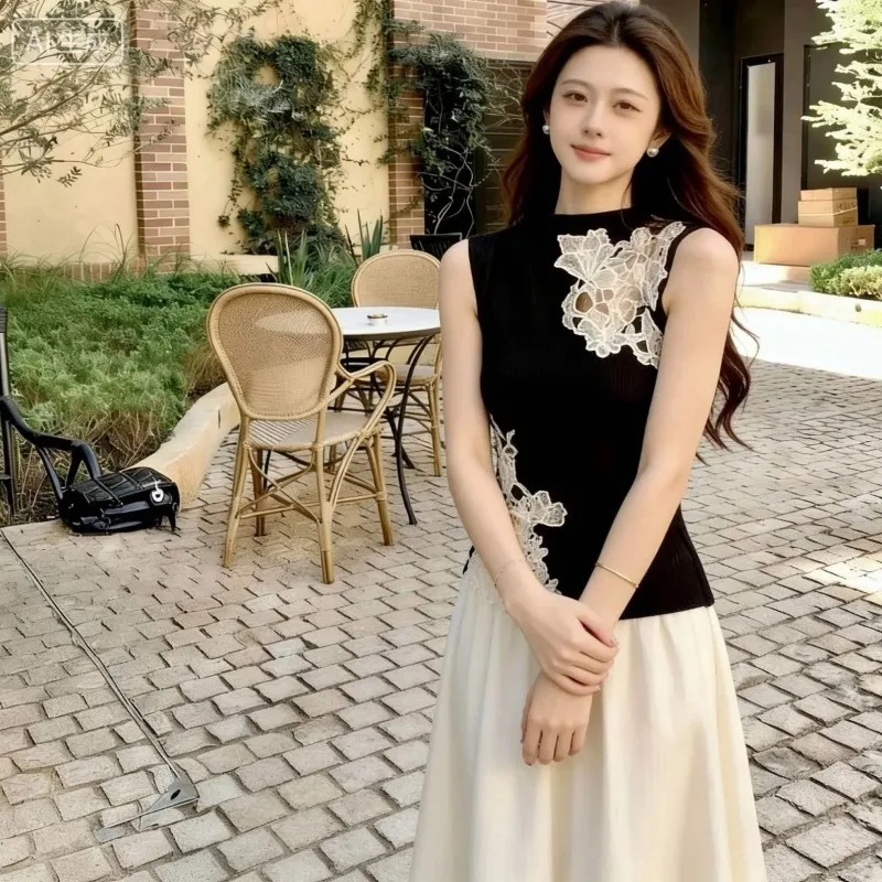 

Women's High Waist A-Line Maxi Skirt Solid Color Elastic Waist Casual Summer Trousers