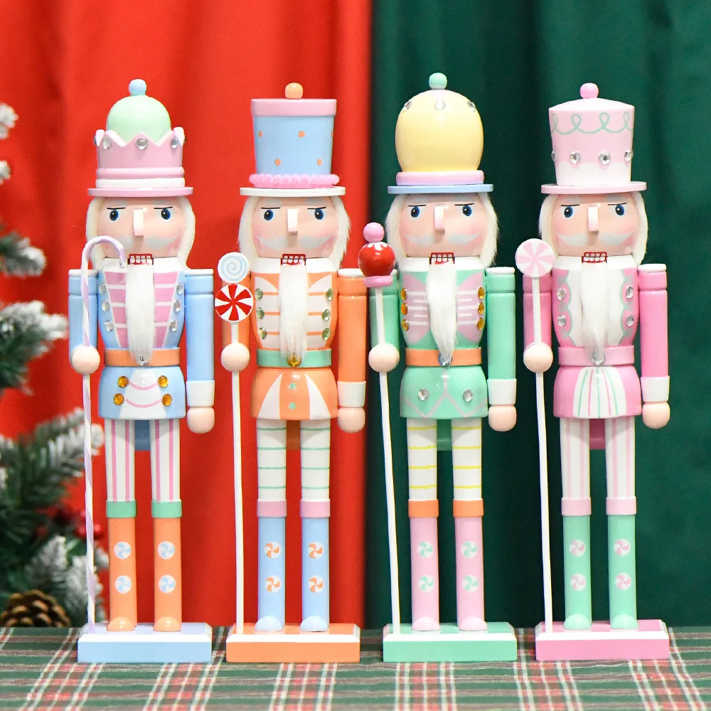 Christmas Decoration 25/38CM Nutcracker Puppet Children's Gift Wooden Handcraft Candy Soldier Doll Toy New Year Ornament Ht209