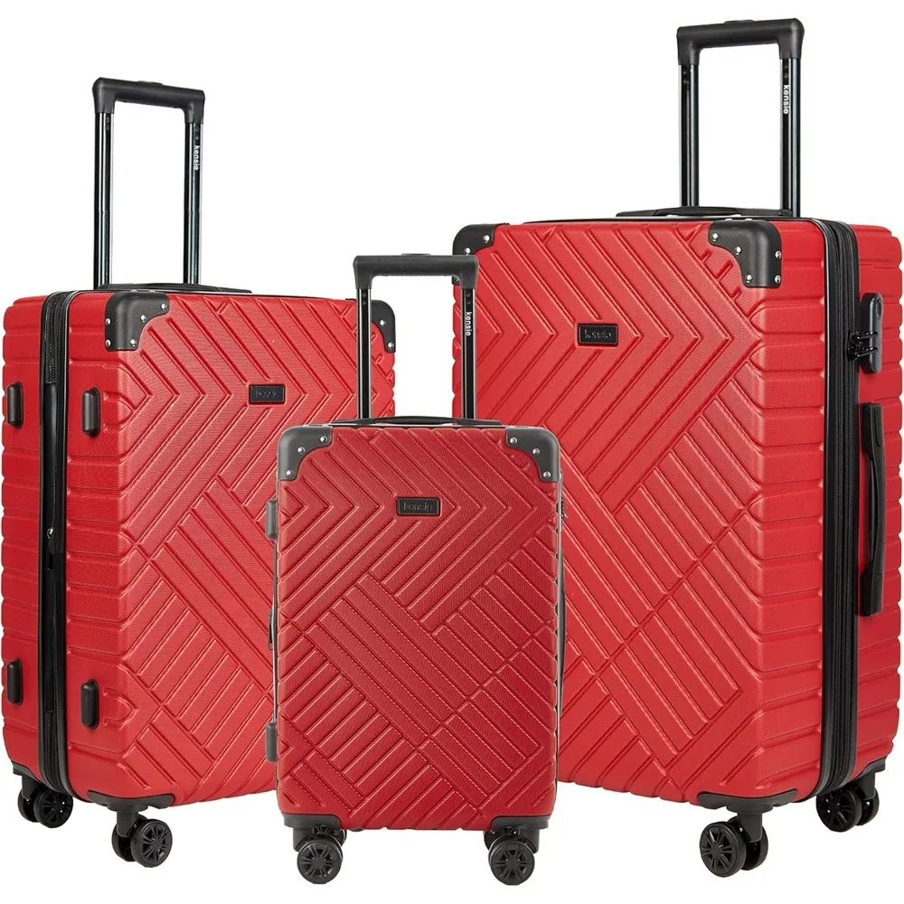 

kensie Tigard Luggage, Red, 3 Piece Set (28"/24"/20")