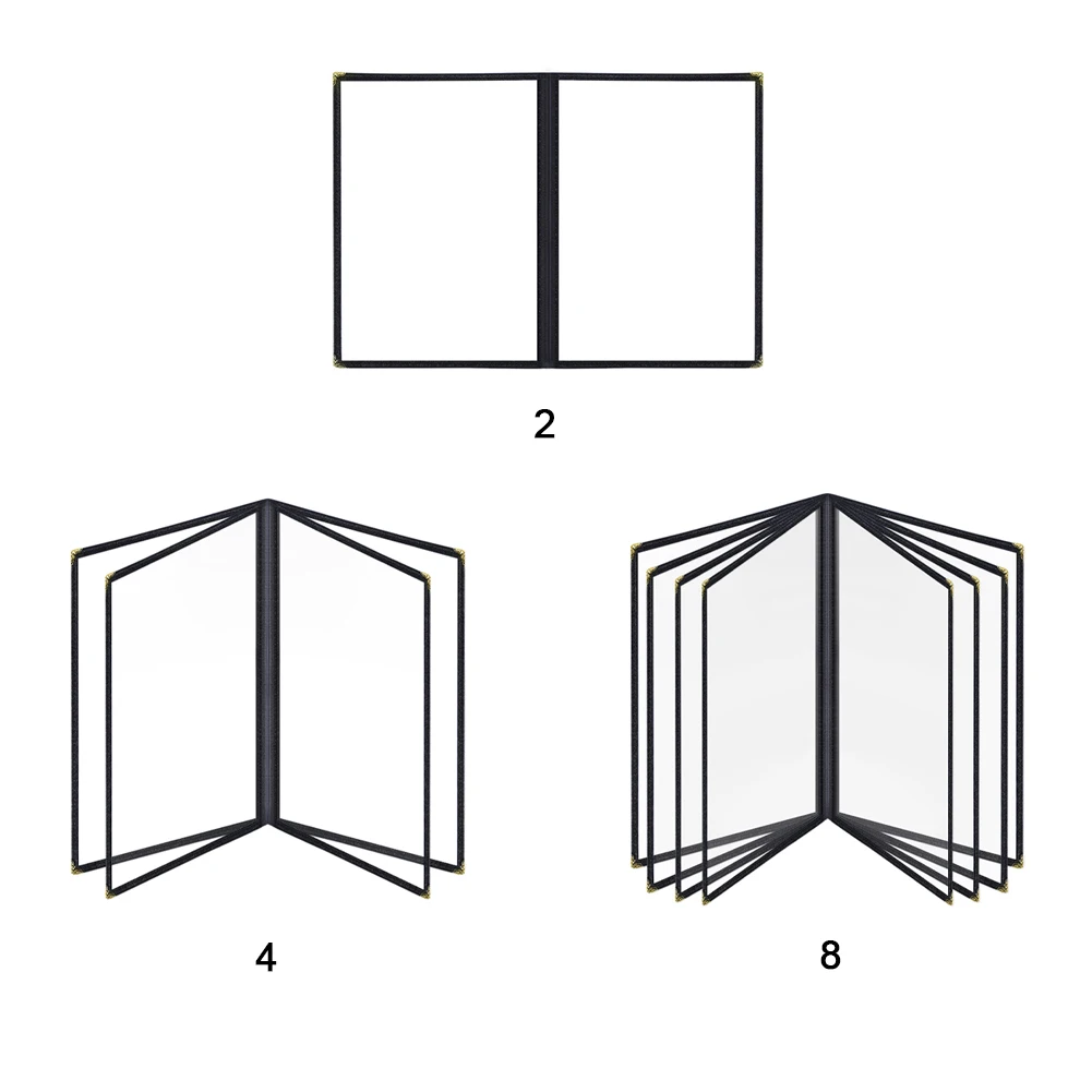 A4 Food Drink 2 4 8 Pages For Restaurant Display Book Cafe Menu Cover DIY Foldable Corner Protection Reusable PU Leather Bar