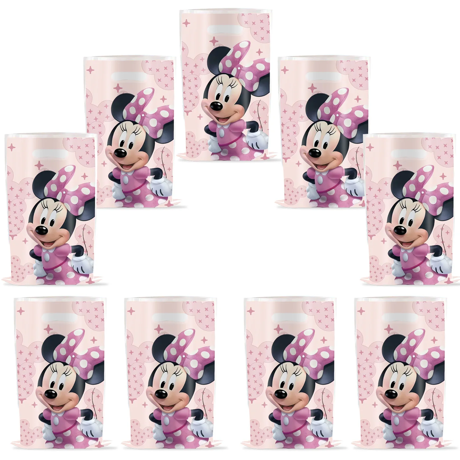 Nuevas bolsas de regalo para fiesta de cumpleaños de Minnie Mickey Mouse, decoración de favores, pancarta, plato de globo, vajilla desechable para fiesta, cumpleaños para niños