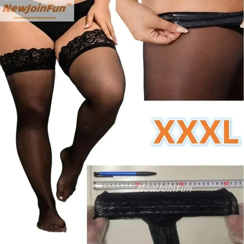 Women Plus Size Stockings Oversized Lace Stockings XXXL Thigh High Sheer Fishnet Stockings