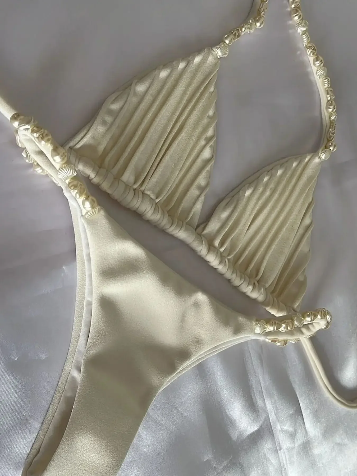 Sexy Bikini Halter Badeanzug Frauen Scalloped Bademode String Brasilianischen Bikini Set Rüschen Badeanzug Sommer Weibliche