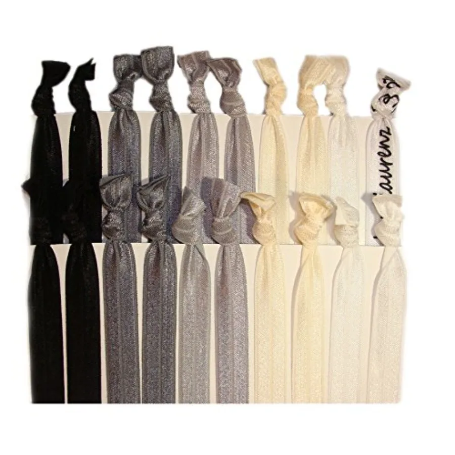 Hair Ties Ponytail Holders - 20 Pack - Black Ombre No Crease Ouchless Elastic Styling Accessories Pony Tail Holder Ribbon Bands