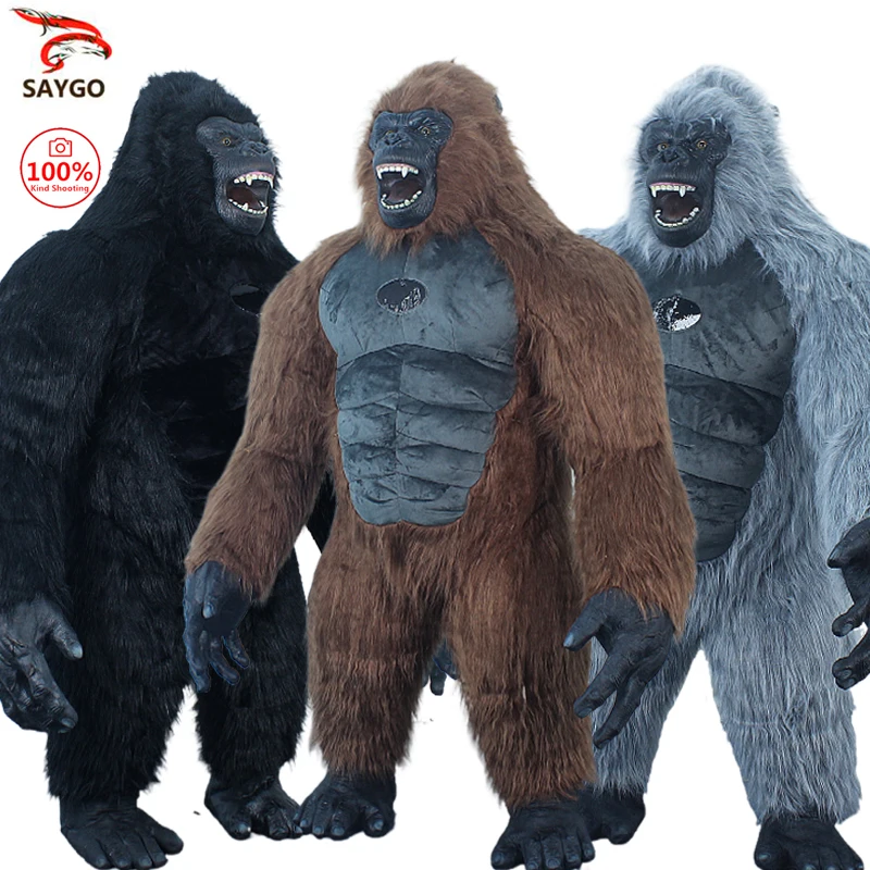 Saygo Upgrade gonfiabile King Kong Costume mascotte per adulto Halloween peloso animale carnevale vestito da passeggio vestito Fursuit Gorilla