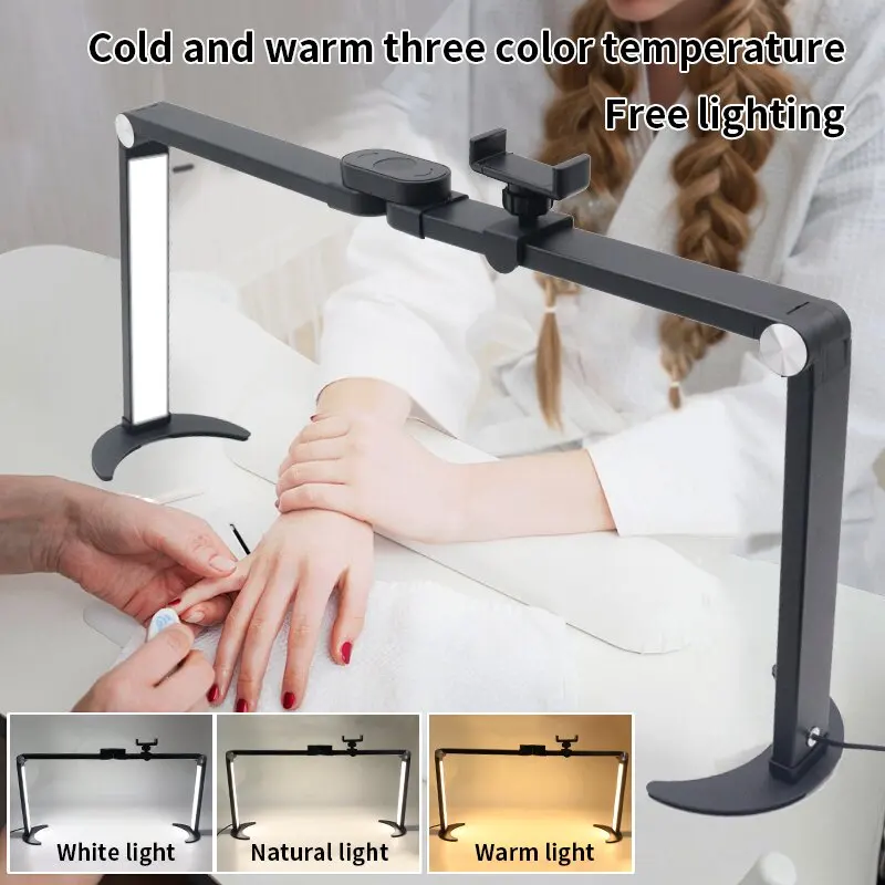 Half Moon Foldable LED Table Lamp with Bracket Eye Protection  Beauty-Dedicated Lighting for Nail Art Eyelash Extension Embroide