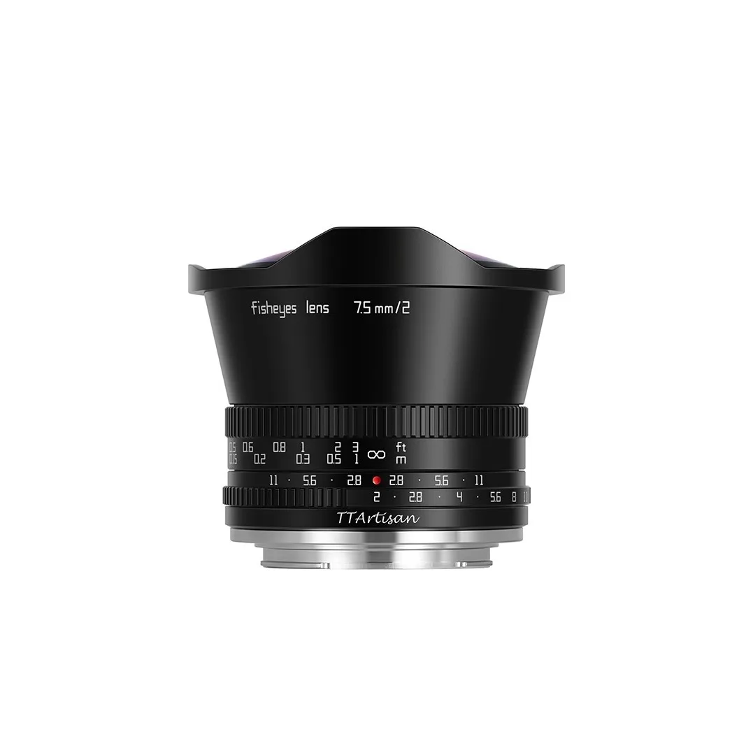 Lens|7.5mm f2 Wide angle fisheye,Suitable for Sony E card port/Nikon Z port/L port/Fuji X/Panasonic Macro 4/3 system interface..