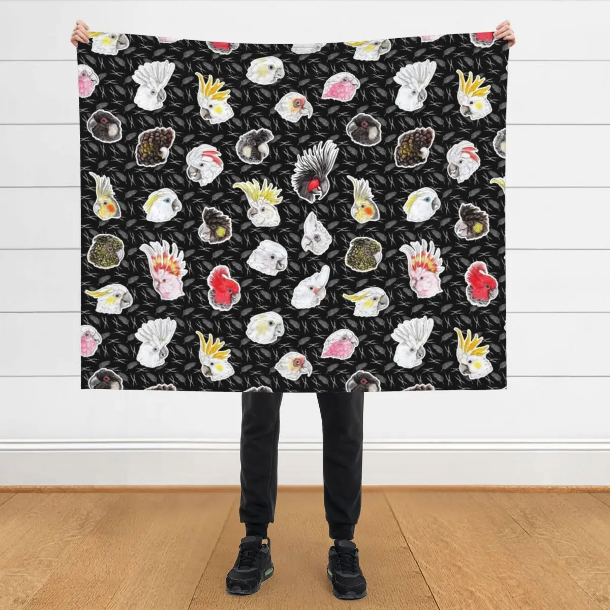 

21 Cockatoos (in black) Throw Blanket Beach Bed Fashionable Fashion Sofas Blankets