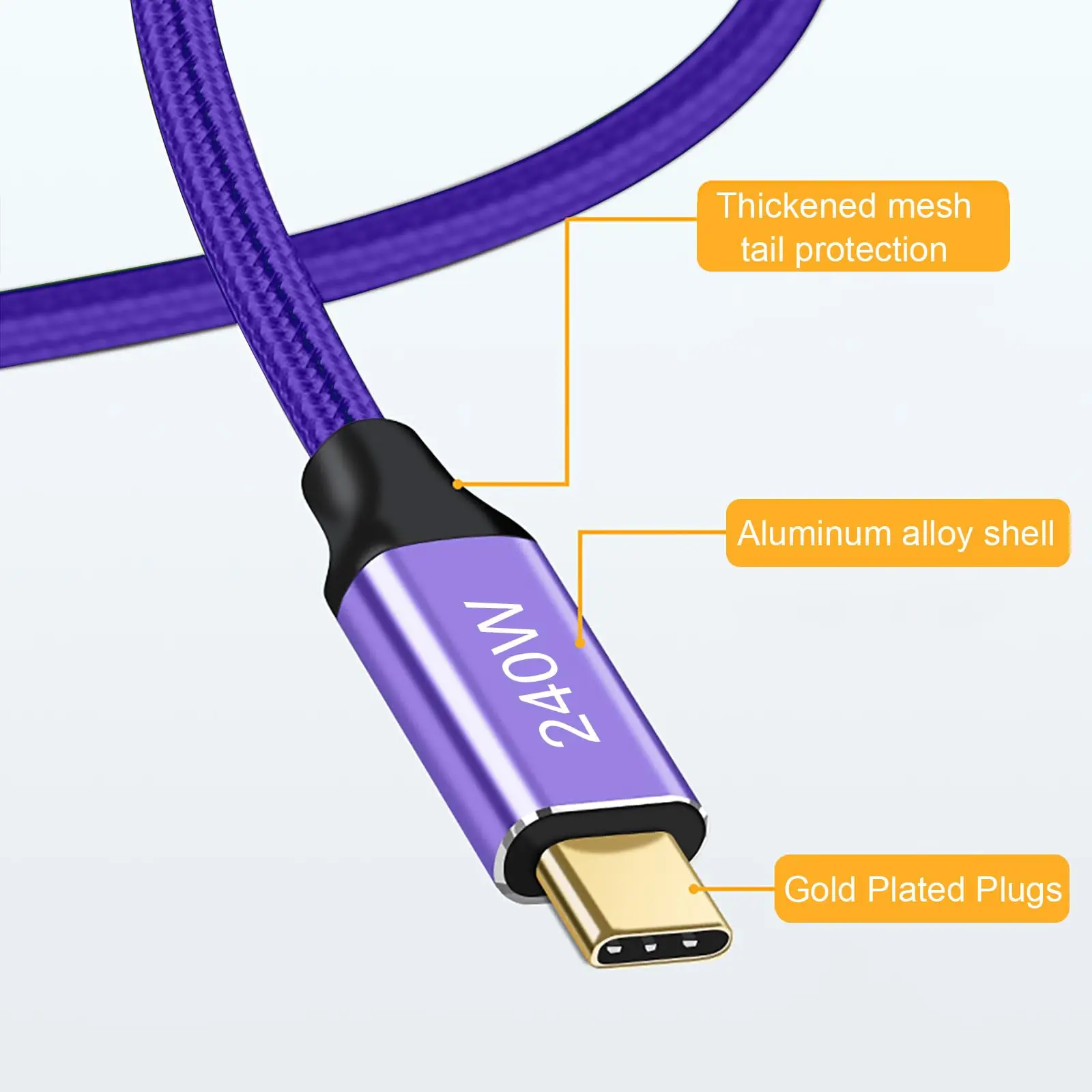 PD240W USB Type C Fast Charging Date Cable For Samsung Galaxy S24 Ultra iPhone15 Pro Max Xiaomi 8K 90 Degree USB C Cable 5A/48V