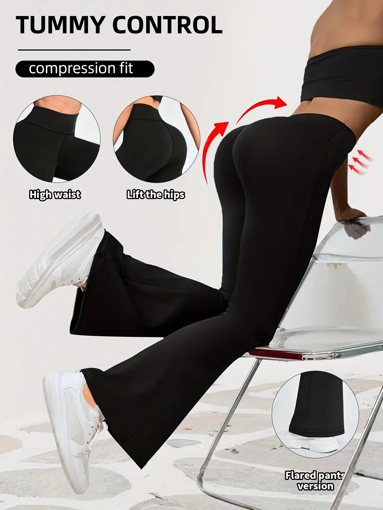 Flare-Leggings, Yoga-Hose, Damen-Schlaghose, Yoga-Hose mit hoher Taille, Fitness-Leggings, Stretch-Gym-Jogginghose für schlanke Figuren
