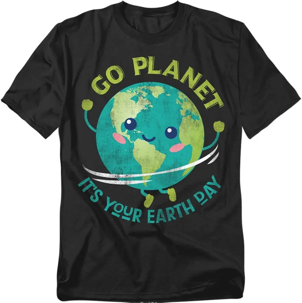 

Go Planet Earth Day Kawaii Cute Graphic Tee Breathable Cotton T-Shirt for Men Women