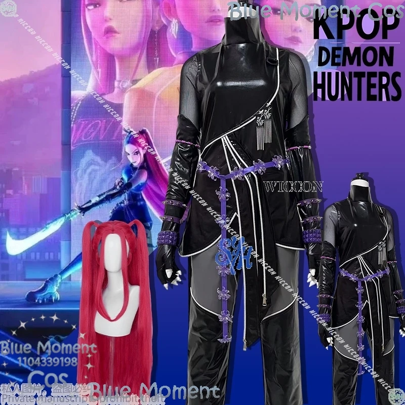 

Аниме Kpop Demon Косплей Mira Huntrix Новый костюм Черный Фиолетовый Комбинезон из искусственной кожи Сексуальная девушка Гот Ниндзя Белье Хэллоуин Comic Con Outfit