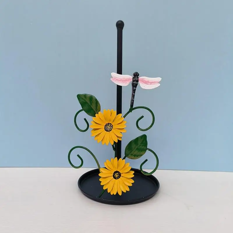 Iron Kitchen Roll Paper Towel Holder Sunflower Bathroom Tissue Stand Napkins Rack Home Kitchen Tissue Storage Stand Accessories