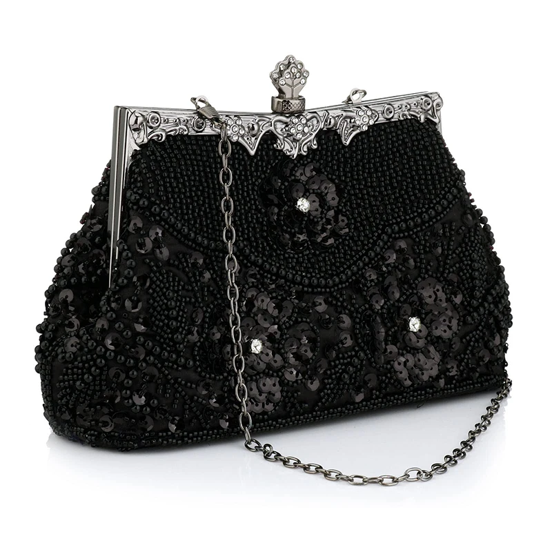 Borsa da sera con paillettes ricamate con perline da donna borsa a tracolla Vintage per borsa da sposa elegante con manico superiore