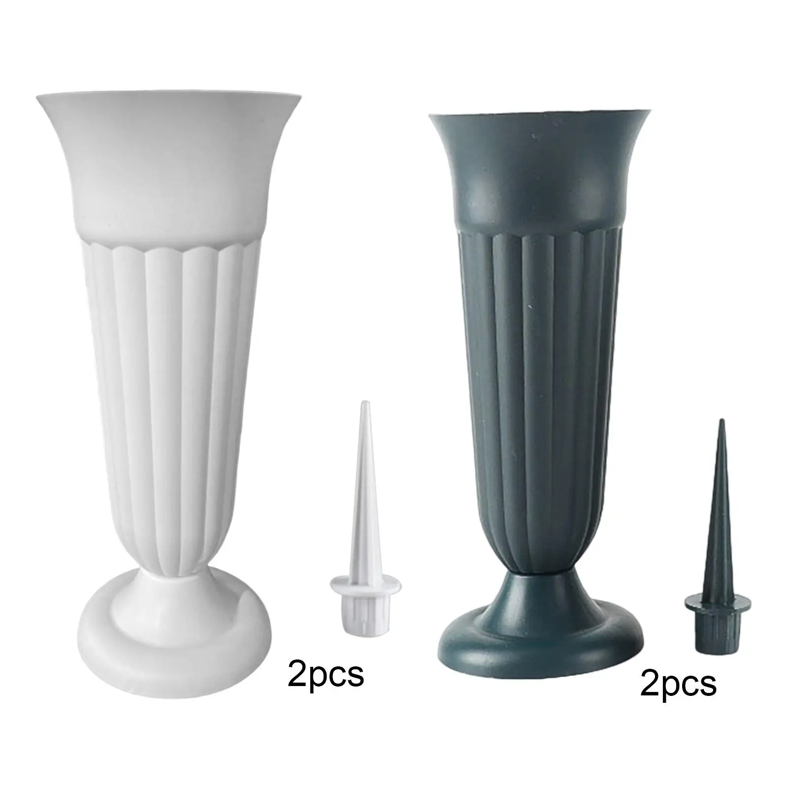 2 Pack Cemetery Vase Grave Decoration with Stake and Plastic Base Memorial Vase for Flower Arrangement Outdoor Events Graveside