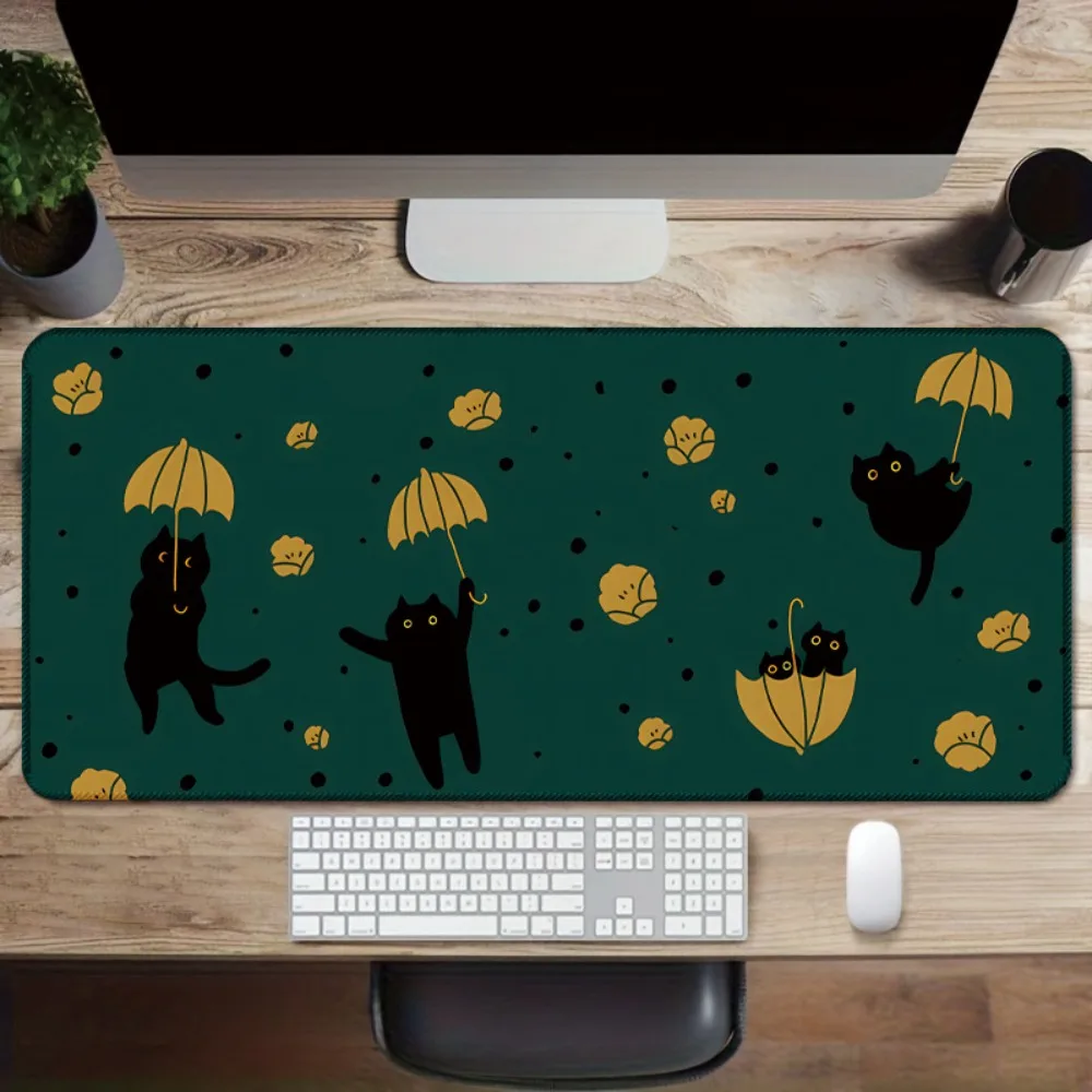 

A multicolored cartoon black cat in green and yellow, with a non-slip base, for laptop protection desk organizers and trays