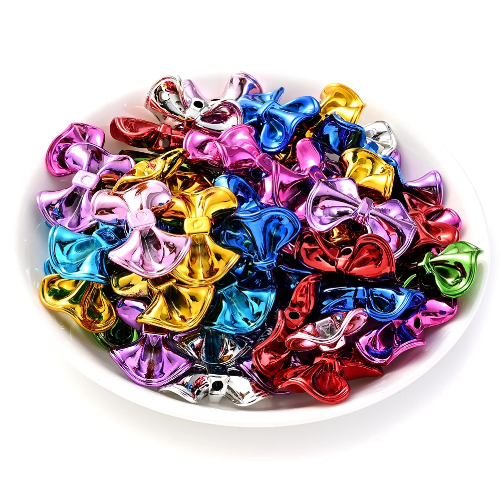 iYOE 10pcs 23x31mm Imitation Metal Acrylic Beads Colorful Bowknot Spacer Beads For Jewelry Making Supplies DIY Wedding Party