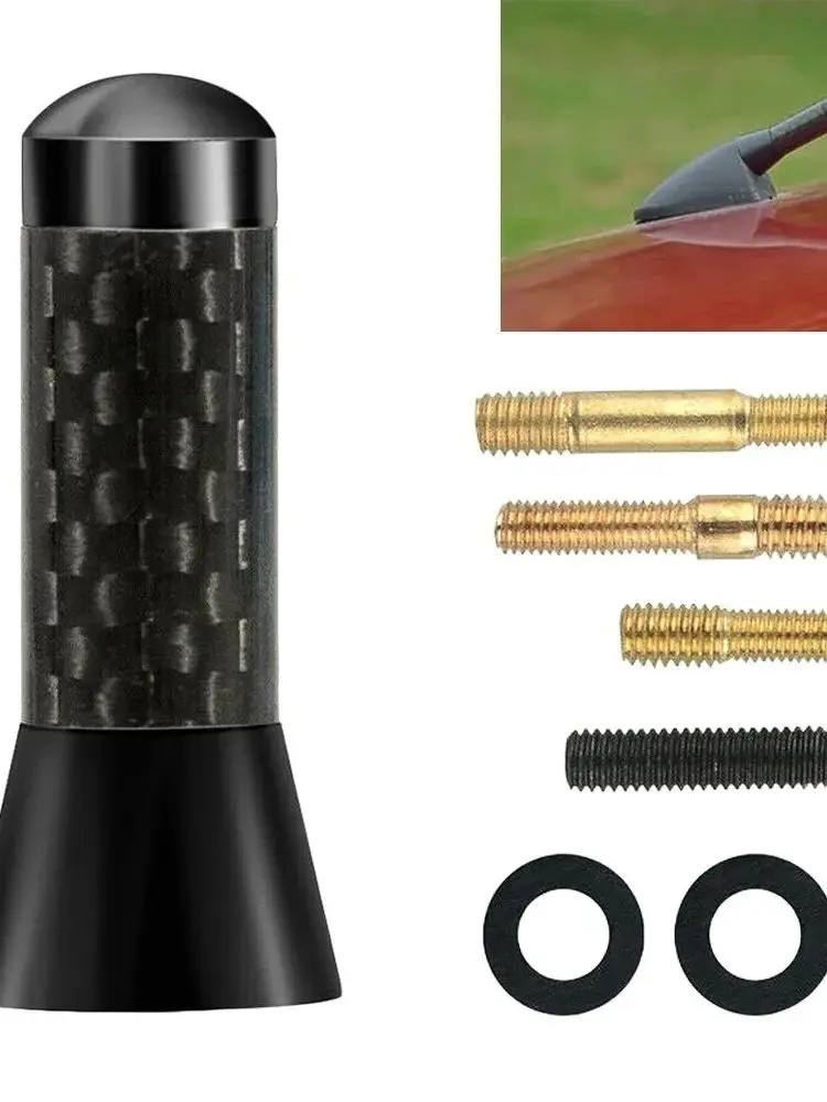 Antenne à mât court et trapu en métal à vis en Fiber de carbone, antenne de toit de style de voiture, Signal amélioré pour accessoires de voiture Benz