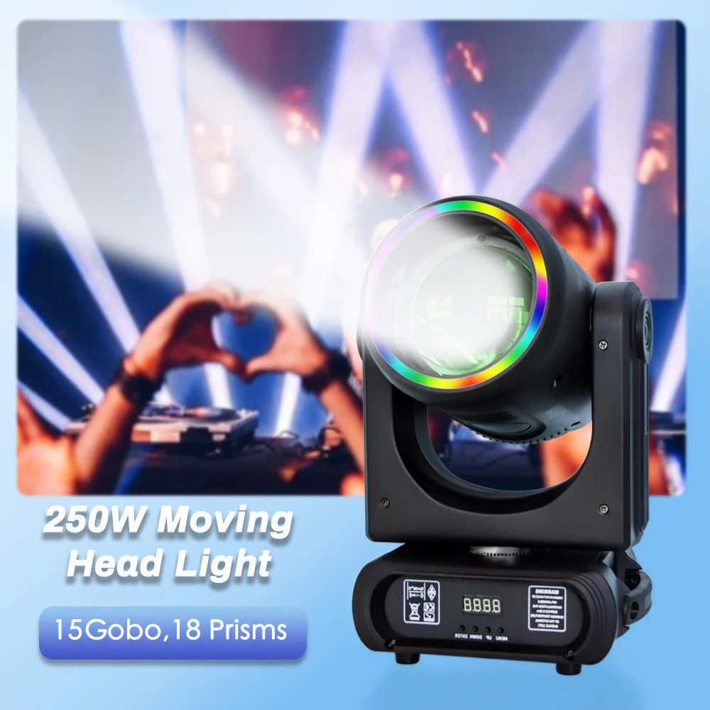 

New！ LED 250W Beam Focus Moving Head Light Gobo Frost Satge Lights 18 Prism Effect DMX512 For DJ Disco Club Stage Lighting