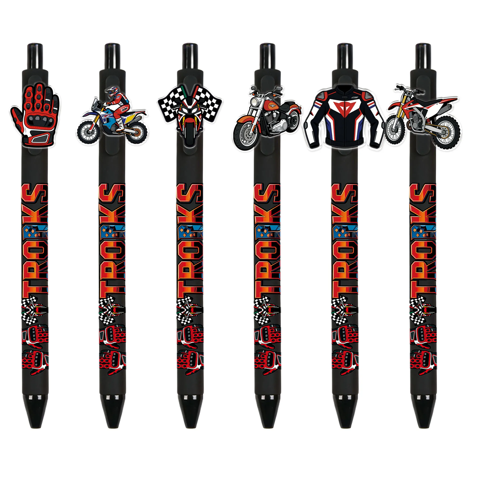

6 pieces / 12 pieces racing sports cool ballpoint pens. Racing pattern recordable tape pen holder push-button pen
