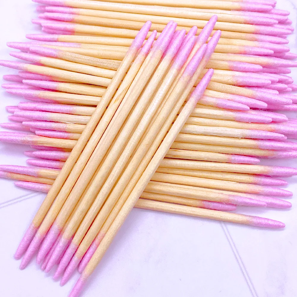 1/3/10bags Disposable Wood Cotton Swab Double Head Clean Stick Ultra-Detail Cleaning Eyelash Extension Glue Nail Polish Remover