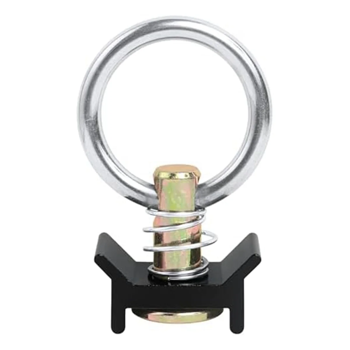 12PCS Single Stud Fitting L Track 4,000LB Capacity with Stainless Steel Round Ring Aluminum Keeper Cargo Control,Black